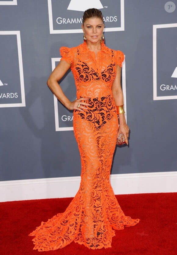 Fergie en robe Jean Paul Gaultier lors des Grammy Awards en février 2012.
