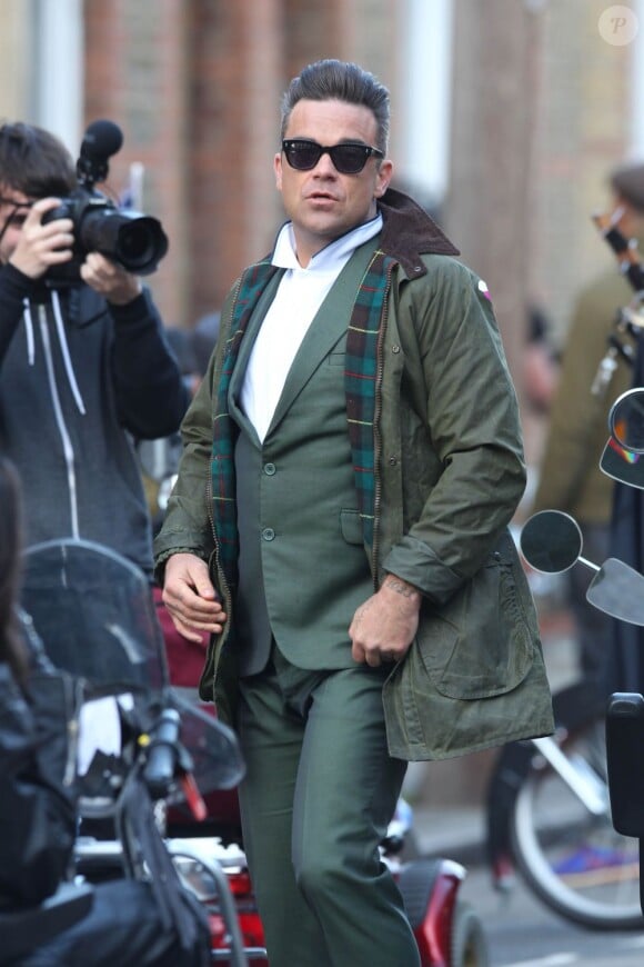 Exclusif - Robbie Williams tourne son nouveau clip à Londres, le 30 avril 2013.