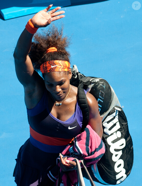 Serena Williams, battue par sa compatriote Sloane Stephens le 23 janvier 2013 en quart de finale de l'Open d'Australie à Melbourne