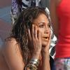 Jennifer Lopez et le rappeur Pitbull sur le tournage du nouveau clip "Live It Up" de Jennifer Lopez sur la plage à Miami, le 5 mai 2013. Casper Smart, le compagnon de Jennifer, ainsi que l'actrice Eva Marcille étaient également présents.