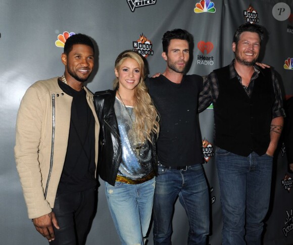 Usher, Shakira, Adam Levine et Blake Shelton à Los Angeles, le 8 mai 2013.