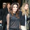 La belle Eva Longoria quitte l'hôtel Four Seasons George V et se rend sur le plateau de l'émission de Laurence Ferrari 'Le Grand 8' en direct sur la chaîne Direct 8 à Paris le 13 mai 2013.