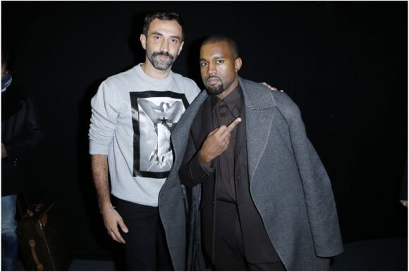 Riccardo Tisci et Kanye West lors du dernier défilé homme de Givenchy à Paris, le 18 janvier 2013.
