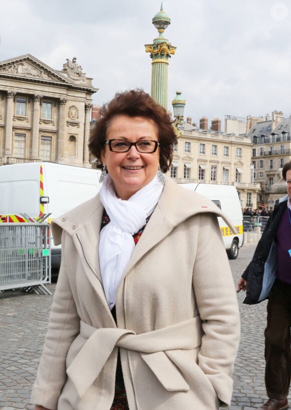Christine Boutin à la place de la Concorde lors du meeting de Nicolas Sarkozy à Paris, le 15 avril 2012.