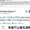 Le tweet publié par Christine Boutin, mardi 14 mai 2013, en réaction à la double mastectomie d'Angelina Jolie.
