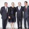Sidney Toledano, la princesse Charlene et le prince Albert de Monaco, Andrea Casiraghi et Tatiana Santo Domingo posent au défilé de la collection Croisière Christian Dior au port de Fontvieille, à Monaco, le 18 mai 2013.