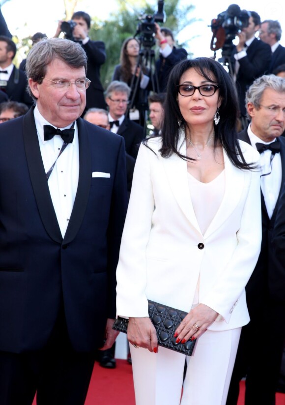 Xavier Darcos et la ministre Yamina Benguigui au 66e Festival du film de Cannes, le 17 mai 2013