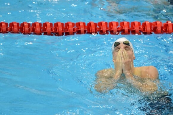 Yannick Agnel lors de sa victoire en finale du 200 m nage libre aux Jeux olympiques de Londres le 29 juillet 2012