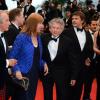 Roman Polanski, Alain Prost, Jackie Stewart, David Coulthard pour la montée des marches du film All Is Lost au Palais des Festivals, Cannes, le 22 mai 2013.