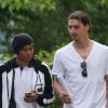 Exclusif - Zoumana Camara, Lucas, Maxwell, Thiago Silva et Zlatan Ibrahimovic à la sortie de l'entraînement au Camp des Loges le 23 mai 2013.