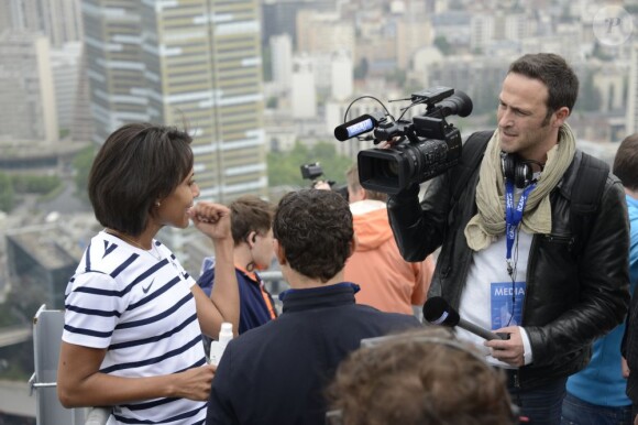 Audrey Pulvar participe à la course VertiGO dans la tour First de la Défense le 31 mai 2013 à Paris.