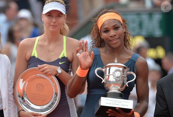 Maria Sharapova, Serena Williams à Roland-Garros, Paris, le 8 juin 2013.