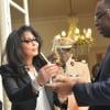 Exclusif - Yamina Benguigui lors de la remise de son prix Sedar par le président sénégalais Macky Sall, dans les jardins de l'ambassade du Sénégal à Paris le 4 juin 2013