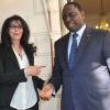 Exclusif - Yamina Benguigui lors de la remise de son prix Sedar par le président sénégalais Macky Sall, dans les jardins de l'ambassade du Sénégal à Paris le 4 juin 2013