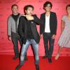 Mohamed Hamidi, Tewfik Jallab, Julie de Bona et Jamel Debbouze au photocall du film Né Quelque part, lors du Champs-Elysées Film Festival au Cinéma Publicis à Paris. Le 15 juin 2013.