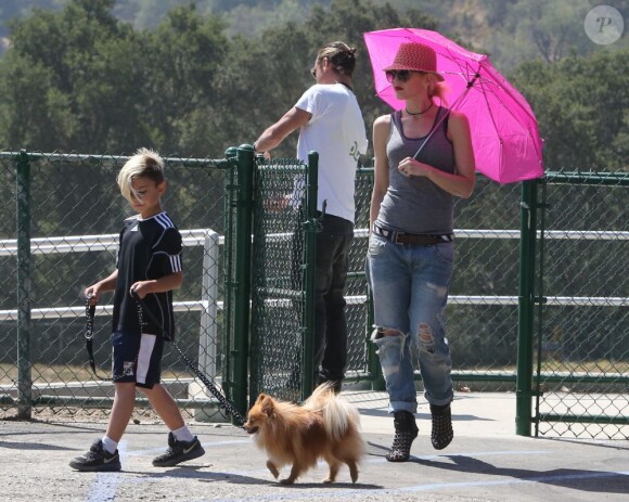 Exclusif - Gwen Stefani et Gavin Rossdale baladent leur chien à Beverly Hills, le 17 juin 2013.