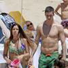 Le joueur de foot Fernando Torres en vacances à la plage à Ibiza avec sa femme Olalla et leurs enfants Nora et Leon le 30 mai 2013.