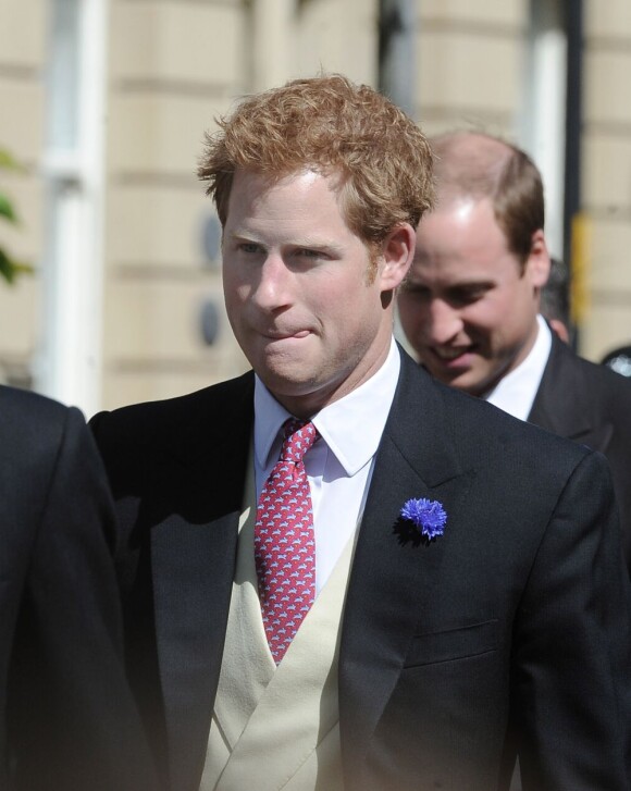 Le prince William et le prince Harry lors du mariage de Lady Melissa Percy, fille du duc de Northumberland, et de Thomas van Straubenzee à Alnwick en Angleterre le 22 juin 2013