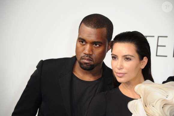 Kim Kardashian et Kanye West au défilé Stephane Rolland le 3 juillet 2012 à Paris.