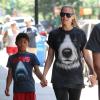 Heidi Klum, son petit ami Martin Kirsten et les enfants du top, Leni, Henry, Johan à New York, le 23 juin 2013.