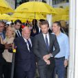 David Beckham arrive au 130 New Bond Street à Londres pour l'inauguration de la nouvelle boutique Breitling. Le 27 juin 2013.
