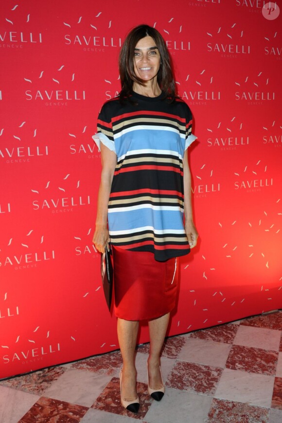 Carine Roitfeld assiste à la soirée de lancement de la collection Jardin Secret de Savelli au musée Jacquemart-André. Paris, le 3 juillet 2013.