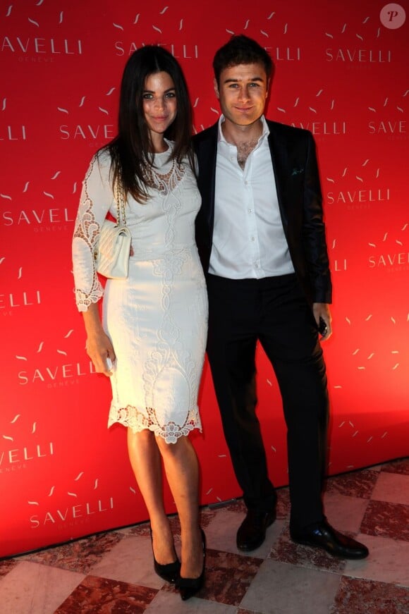 Julia Restoin Roitfeld et Alessandro Savelli assistent à la soirée de lancement de la collection Jardin Secret de Savelli dont Julia est l'égérie. Paris, le 3 juillet 2013.