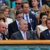 Le duc d'York et Philip Brook dans la loge royale à Wimbledon au All England Lawn Tennis and Croquet Club le 5 juillet 2013