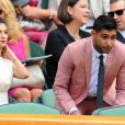 Amir Khan et son épouse Fayarl dans la loge royale à Wimbledon au All England Lawn Tennis and Croquet Club le 5 juillet 2013