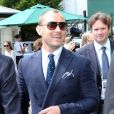 Jude Law lors de son arrivée à Wimbledon au All England Lawn Tennis and Croquet Club le 5 juillet 2013