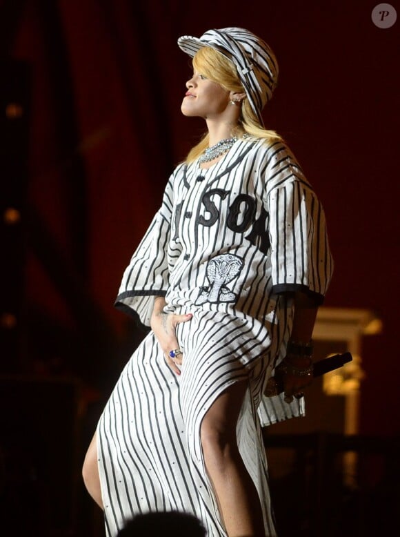 Rihanna en concert sur la scène Orange du Roskilde Festival à Roskilde. Le 5 juillet 2013.