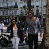 Eva Longoria et son compagnon Ernesto Arguello rentrent à leur hôtel parisien. Le 9 juillet 2013.