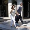Eva Longoria et son compagnon Ernesto Arguello quittent l'hôtel George V et se rendent à l'aéroport Charles de Gaulle à Paris le 9 juillet 2013. Eva et Ernesto ont passé le week-end en amoureux dans la capitale avant qu'Eva Longoria pose lors d'un shooting pour l'Oréal dans un château.