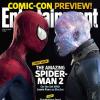 Face-à-face entre Spider-Man et Electro en couverture de EW pour The Amazing Spider-Man 2.