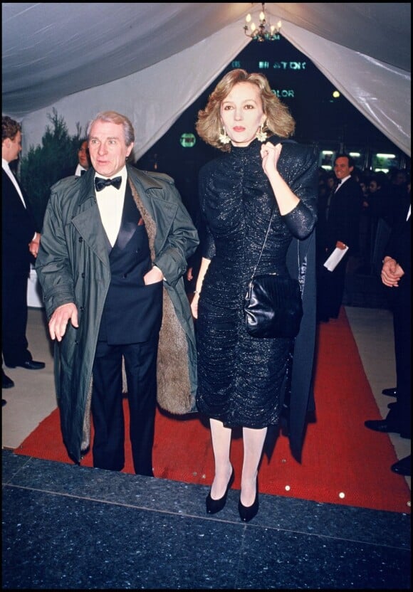 Jean Poiret et sa femme Caroline Cellier lors d'une soirée au Lido en mars 1985