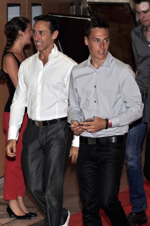 Louis Ducruet et son père Daniel Ducruet au Sporting d'été de Monte-Carlo le 13 juillet 2013 pour la finale du Million Dollar Super 4.