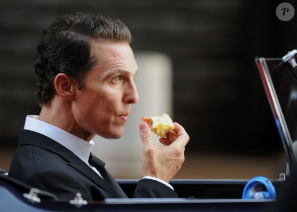 Matthew McConaughey pendant le tournage d'une publicité Dolce & Gabbana dirigée par Martin Scorsese à New York, le 13 juillet 2013.