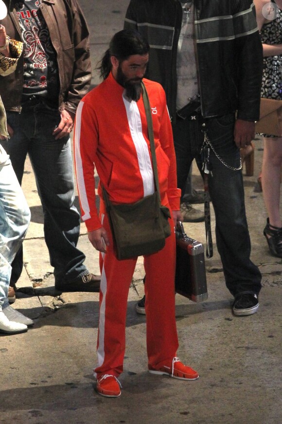 Chris Pine sur le tournage de Stretch à Hollywood, Los Angeles, le 15 juillet 2013.