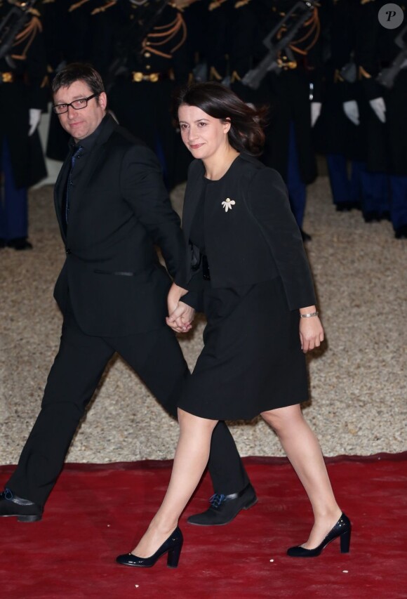 Cécile Duflot et son compagnon Xavier Cantat - Dîner d'État en l'honneur de Dilma Rousseff, présidente du Brésil, au palais de l'Élysée à Paris le 11 décembre 2012.