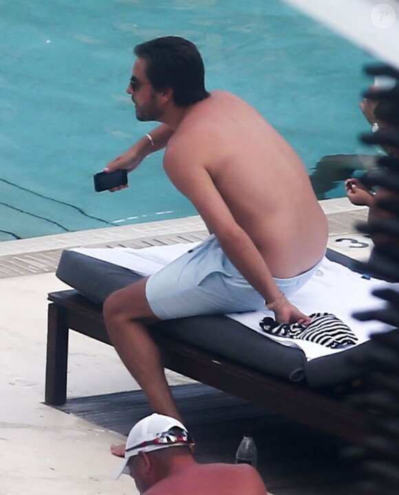 Scott Disick, compagnon de Kourtney Kardashian,profite de vacances à Miami. Le 21 juillet 2013.