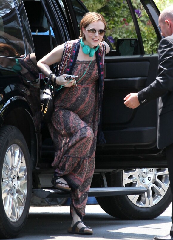 Exclusif - Evan Rachel Wood, enceinte, se rend chez des amis à Hollywood, le 1er juillet 2013.