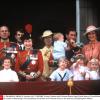 La famille royale britannique au balcon de Buckingham Palace le 17 juin 1985 pour Trooping the Colour.