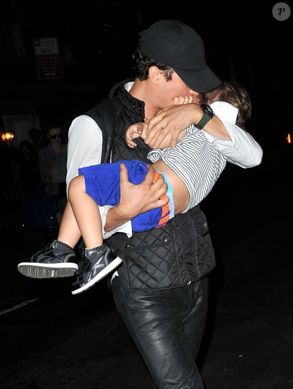 Miranda Kerr et Orlando Bloom sortent du restaurant à New York le 28 juillet 2013