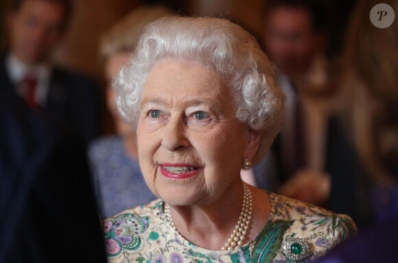 La reine Elizabeth II à Buckingham Palace le 23 juillet 2013 lors d'une réception.