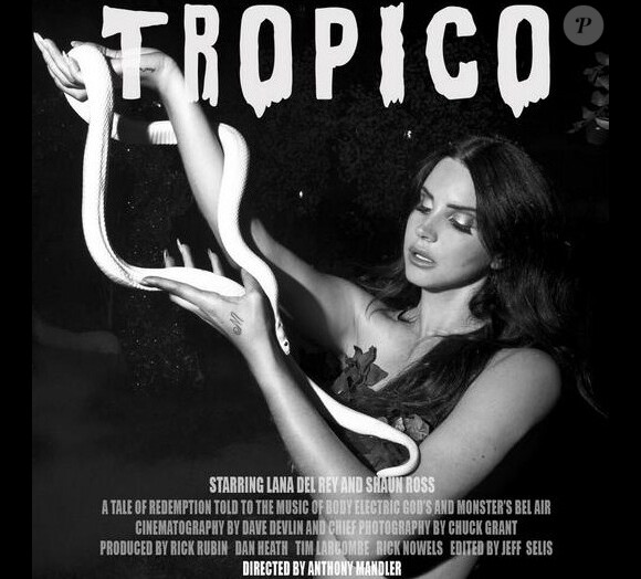 Lana Del Rey a dévoilé le 27 juillet 2013 sur Twiter le premier visuel de Tropico, court-métrage de 30 minutes dans lequel elle joue au côté du mannequin afro-américain Shaun Ross.