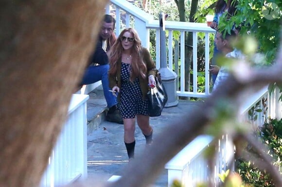 Lindsay Lohan sort du centre Cliffside Malibu Rehab Center de Malibu (Los Angeles), trois mois après une cure de désintoxication, le 30 juillet 2013.