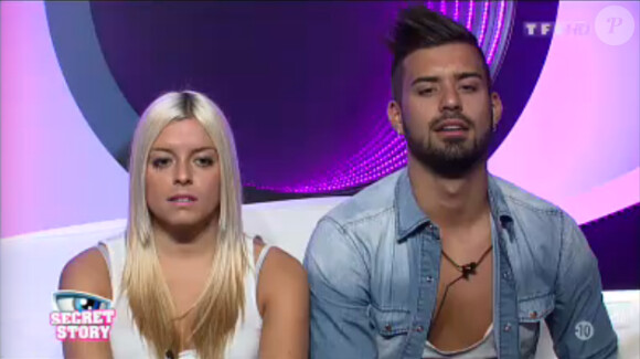 Alexia et Vincent dans Secret Story 7. Quotidienne du lundi 29 juillet 2013 sur TF1.