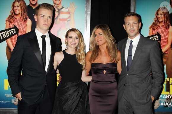 Will Poulter, Emma Roberts, Jennifer Aniston et Jason Sudeikis lors de l'avant-première du film Les Miller - une famille en herbe, à New York le 1er août 2013