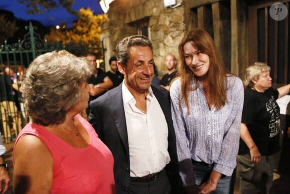 Jacqueline Franjou, Nicolas Sarkozy, Carla Bruni - Les invités ont assisté au concert de Julien Clerc dans le cadre du festival de Ramatuelle le 3 août 2013.