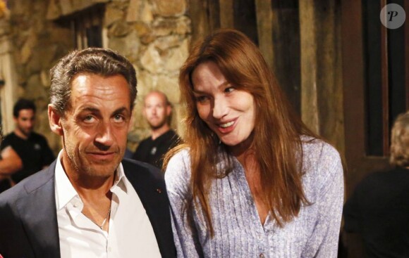 Nicolas Sarkozy et son épouse Carla Bruni - Le couple s'est rendu au concert de Julien Clerc dans le cadre du festival de Ramatuelle le 3 août 2013.